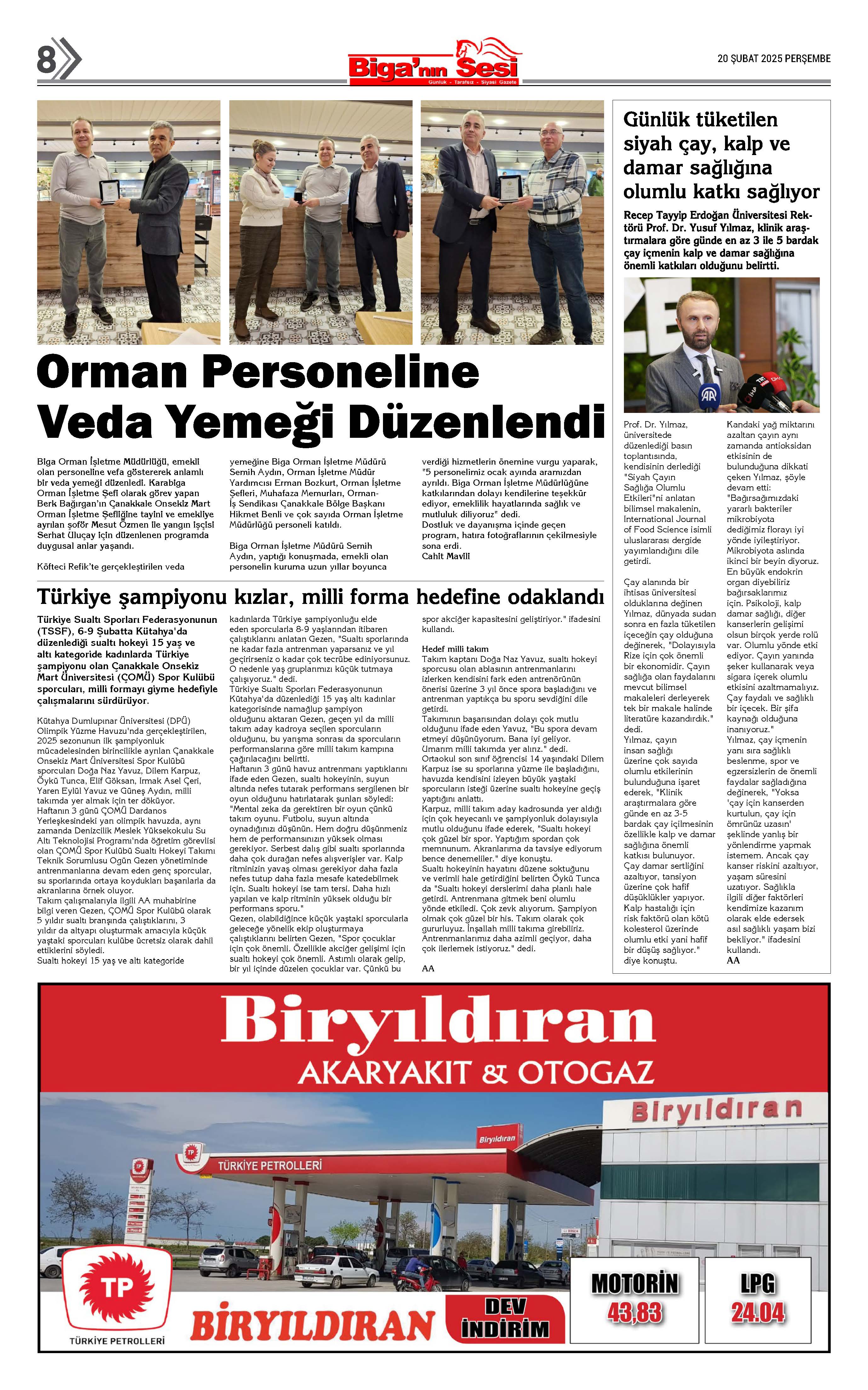 20 02 2025 Biga'nın Sesi Gazetesi Sayfa 8