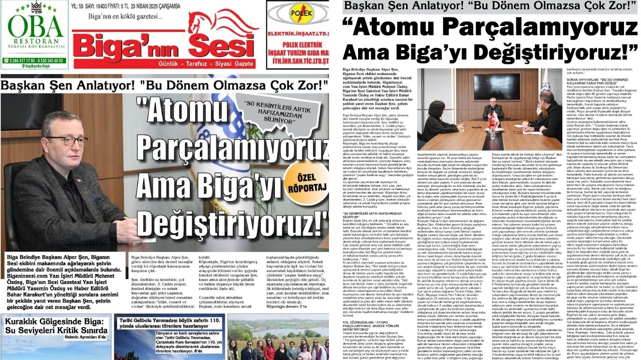 Biga'nın Sesi Gazetesi 23 Nisan Çarşamba