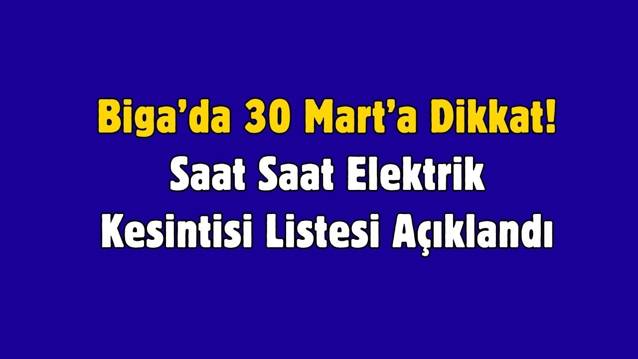Biga’da 30 Mart’a Dikkat! Saat Saat Elektrik Kesintisi Listesi Açıklandı