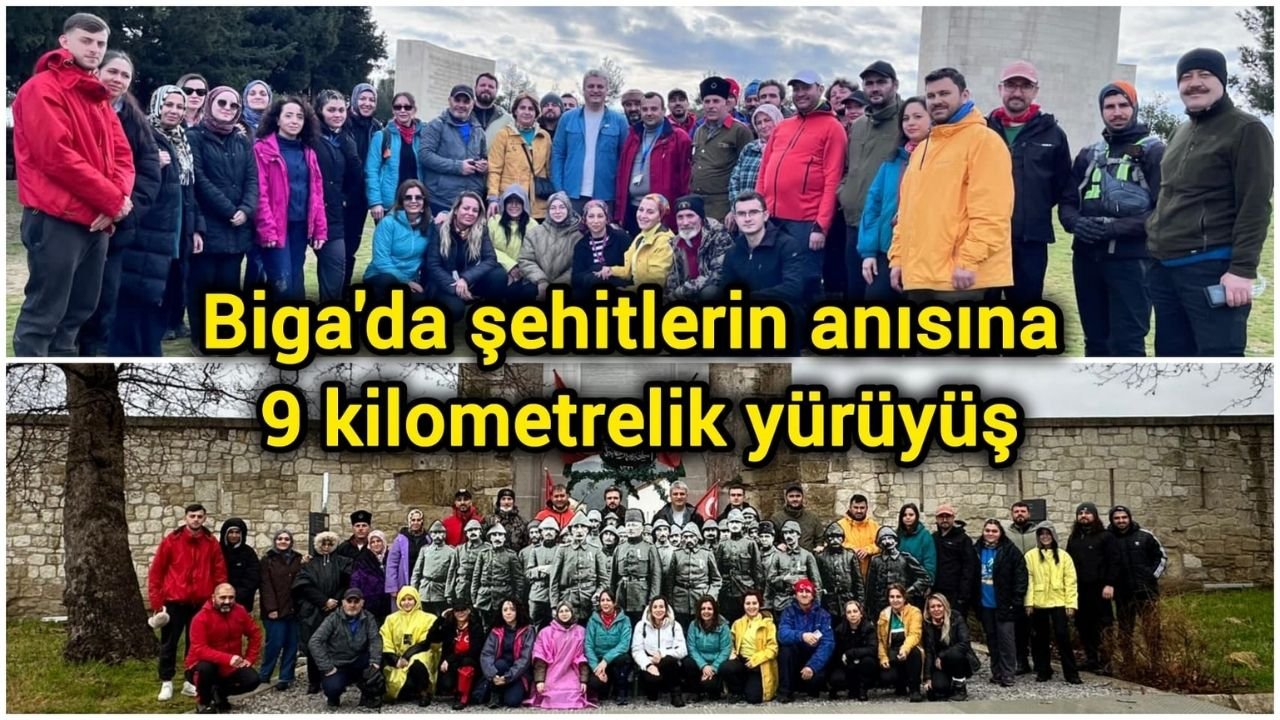 Biga'da şehitlerin anısına 9 kilometrelik yürüyüş