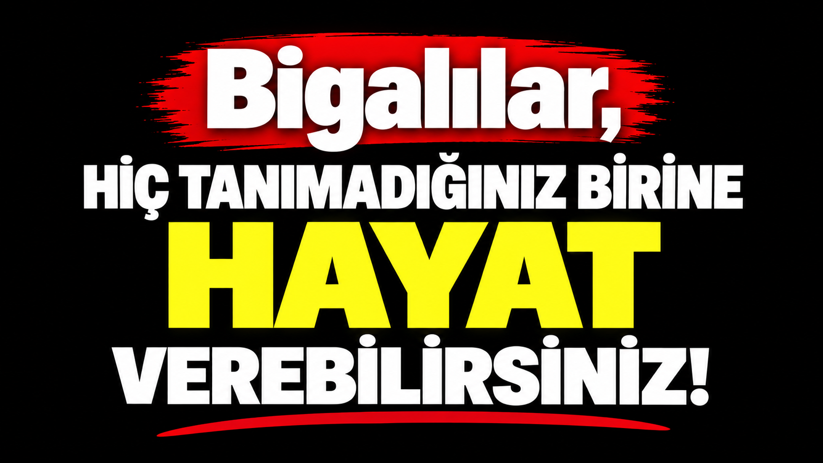 Bigalılar, hiç tanımadığınız birine hayat verebilirsiniz!