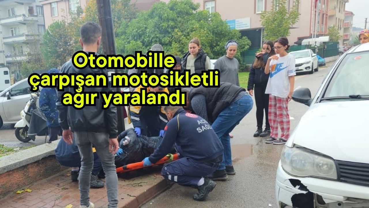 Otomobille çarpışan motosikletli ağır yaralandı