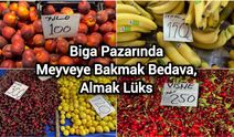 Biga Pazarında Meyveye Bakmak Bedava, Almak Lüks