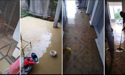 Biga’da  şiddetli yağmurdan evlere su bastı