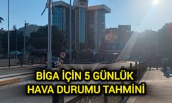 Çanakkale Biga için 5 günlük hava durumu tahmini…