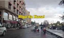 Biga’da Kayganlaşan Yolda Motosiklet Kazası Meydana Geldi