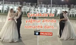 Çanakkale'de yağmur altında romantik dans…