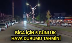 Çanakkale Biga İçin 5 Günlük Hava Durumu Tahmini