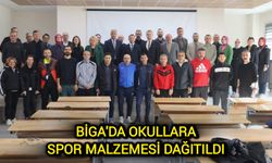 Çanakkale Biga'da okullara spor malzemesi dağıtıldı