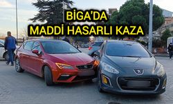 Biga’da maddi hasarlı kaza