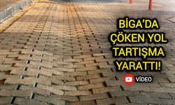 Biga’da çöken yol tartışma yarattı!