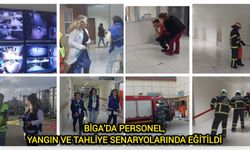 Biga’da personel, yangın ve tahliye senaryolarında eğitildi