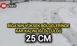 Biga’nın yüksek bölgelerinde kar kalınlığı ölçüldü: 25 cm