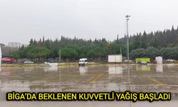 Çanakkale Biga’da beklenen kuvvetli yağış başladı