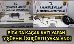 Biga'da kaçak kazı yapan 7 şüpheli suçüstü yakalandı