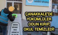 Çanakkale’de yükümlüler odun kırıp, okul temizledi!