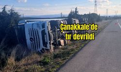 Çanakkale'de tır devrildi