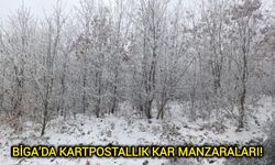 Biga’da kartpostallık kar manzaraları!