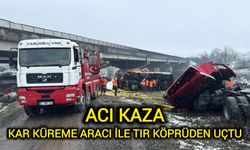 Acı Kaza: Kar küreme aracı ile tır köprüden uçtu