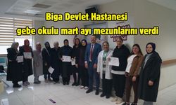 Biga Devlet Hastanesi gebe okulu mart ayı mezunlarını verdi