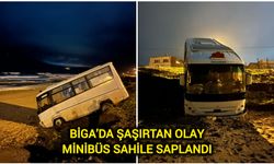 Biga’da Şaşırtan Olay: Minibüs Sahile Saplandı