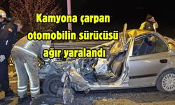 Kamyona çarpan otomobilin sürücüsü ağır yaralandı