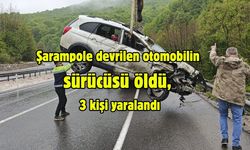 Şarampole devrilen otomobilin sürücüsü öldü, 3 kişi yaralandı