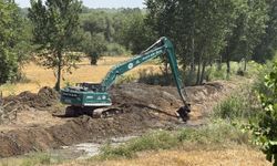 Çanakkale Çan'da derede dip temizliği yapılıyor