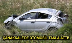 Çanakkale'de otomobil takla attı!