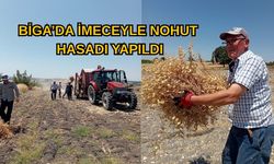 Çanakkale Biga’da imeceyle nohut hasadı yapıldı