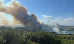 Çanakkale sınırında orman yangınına havadan ve karadan müdahale ediliyor