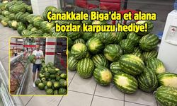 Çanakkale Biga’da et alana bozlar karpuzu hediye!