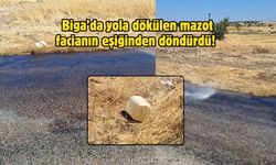 Biga’da yola dökülen mazot facianın eşiğinden döndürdü!