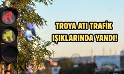 Çanakkale’de Troya atı trafik ışıklarında yandı!