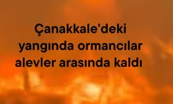 Çanakkale'deki yangında ormancılar alevler arasında kaldı (Video)