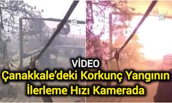 Çanakkale'de çıkan korkunç yangının ilerleme hızı güvenlik kamerasında