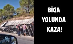 Biga-Lapseki Yolunda Tır Devrildi
