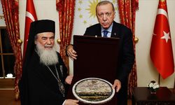 Cumhurbaşkanı Erdoğan, Kudüs Rum Ortodoks Patriği Giannopoulos'u kabul etti