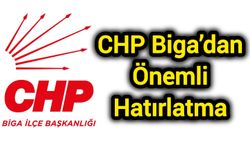CHP Biga’dan Önemli Hatırlatma