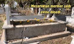 Mezarlıktan mermer çaldı, evine döşedi