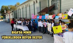 Biga’da minik yüreklerden büyük destek