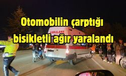 Otomobilin çarptığı bisikletli ağır yaralandı