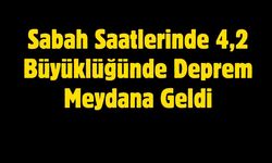 Sabah Saatlerinde 4,2 Büyüklüğünde Deprem Meydana Geldi