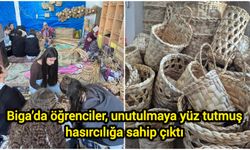 Biga’da öğrenciler, unutulmaya yüz tutmuş hasırcılığa sahip çıktı