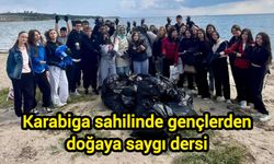 Karabiga sahilinde gençlerden doğaya saygı dersi