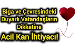 Biga ve Çevresindeki Duyarlı Vatandaşların Dikkatine: Acil Kan İhtiyacı!