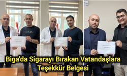 Biga'da Sigarayı Bırakan Vatandaşlara Teşekkür Belgesi