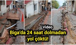 Biga’da 24 saat dolmadan yol çöktü!