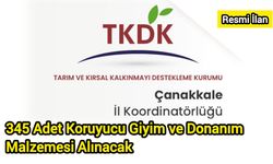345 Adet Koruyucu Giyim ve Donanım Malzemesi Alınacak