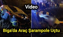 Biga’da Araç Şarampole Uçtu